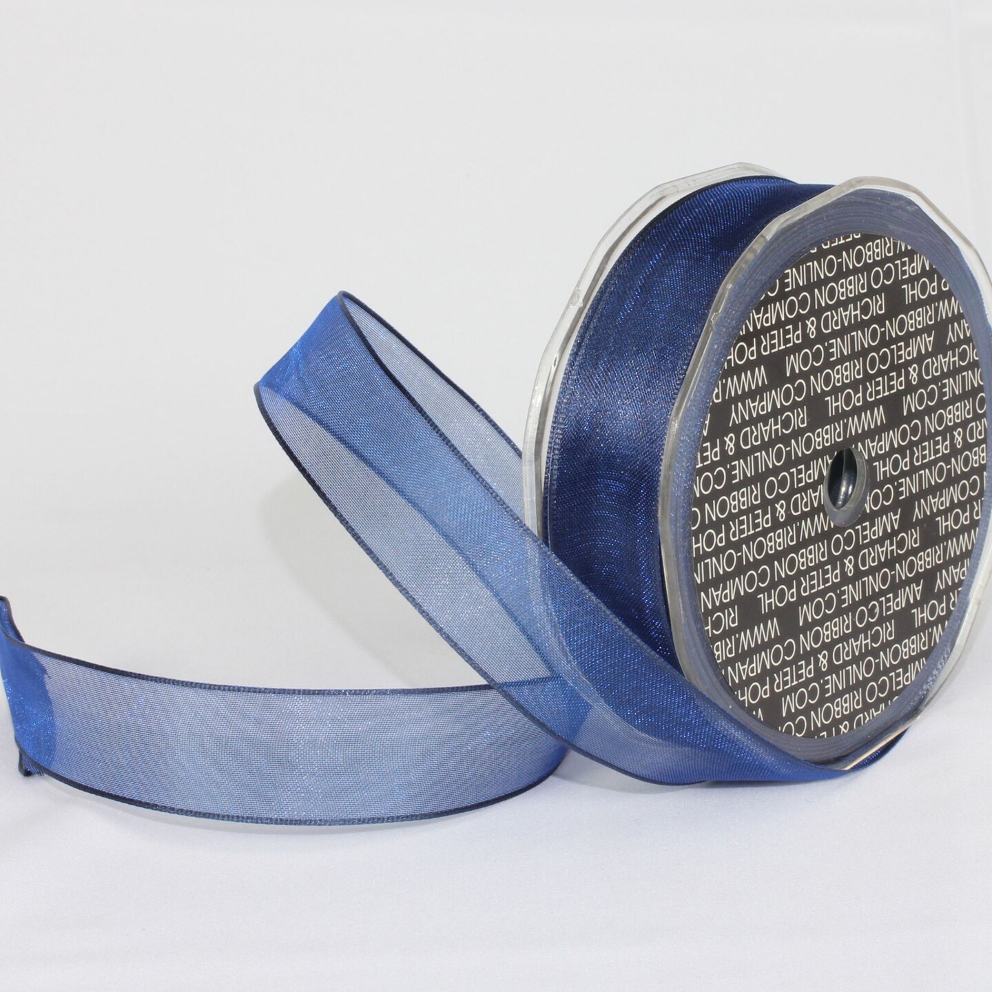 The Ribbon People Shimmering Navy Blue Crystal Wired Edge Craft Ribbon 1" x 54 Yards