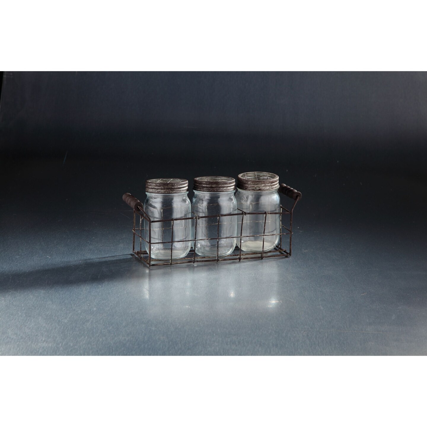CC Home Furnishings 12&#x22; Clear Candy Dish Glass Jar with Rustic Finish Holder