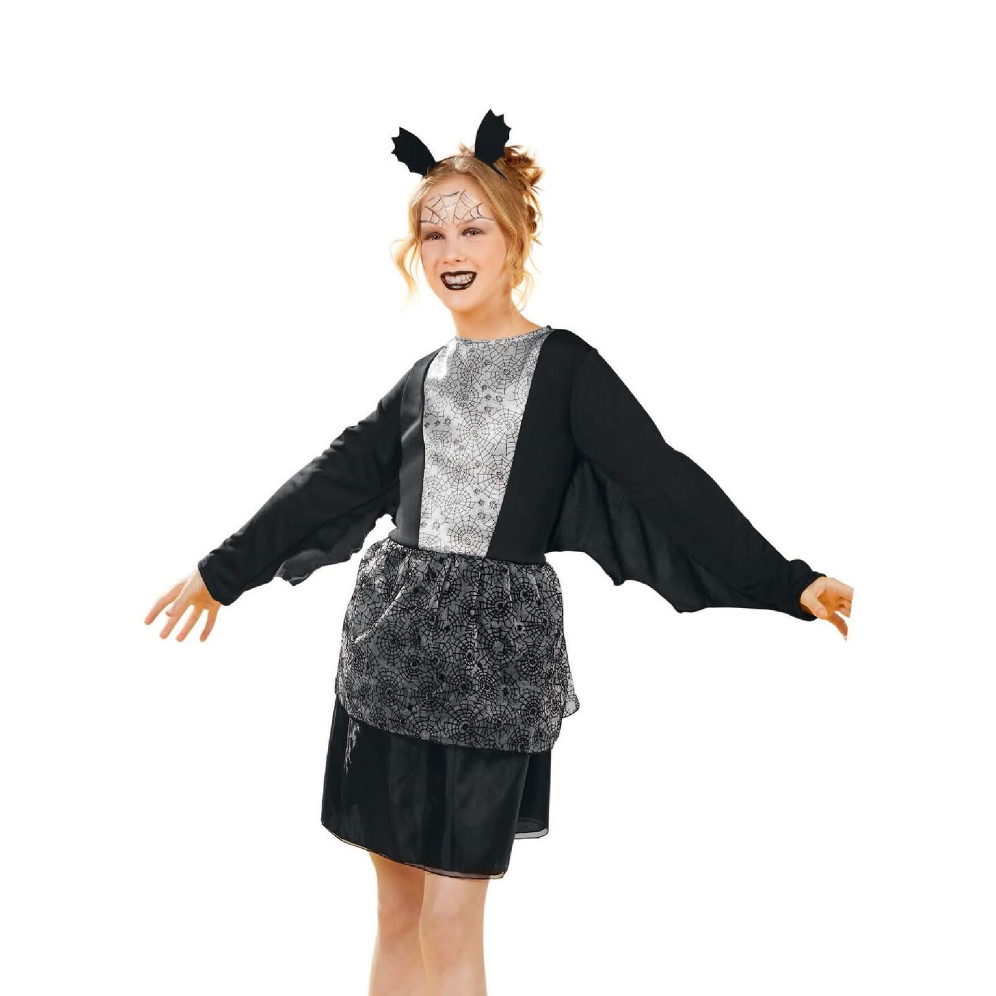 Northlight Black and Silver Vampire Girls Dress Halloween Children&#x27;s Costume - Medium