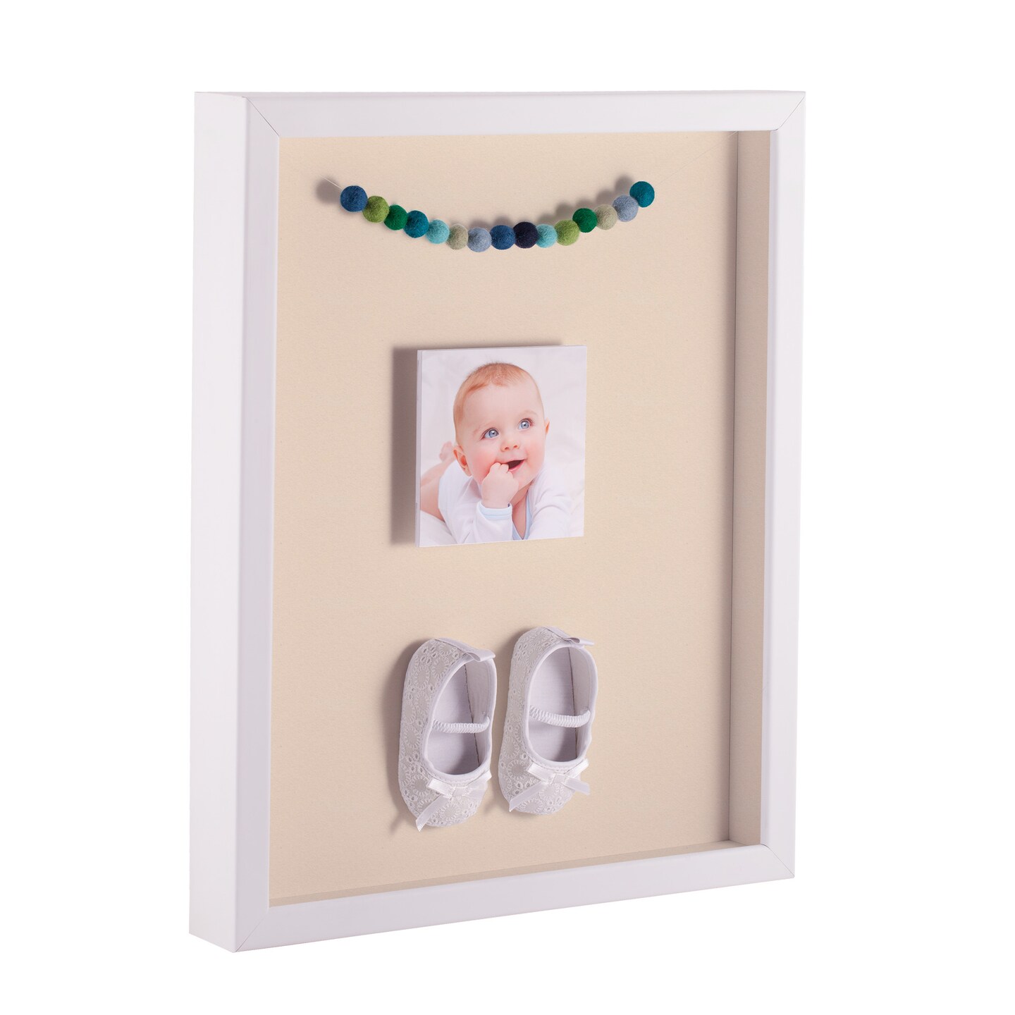 ArtToFrames 16x24 Inch Shadow Box Picture Frame, with a Satin White 1.00&#x22; Wide Shadowbox frame and Super White Mat Backing (4655)