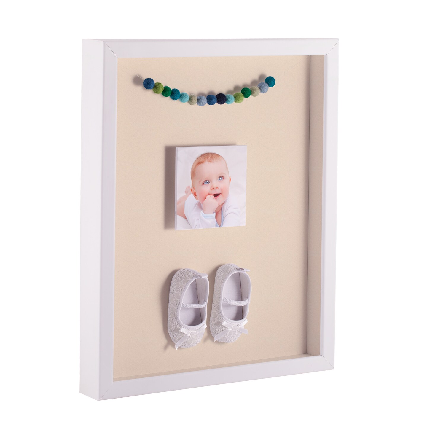 ArtToFrames 14x14 Inch Shadow Box Picture Frame, with a Satin White 1.00" Wide Shadowbox frame and Super White Mat Backing (4655)