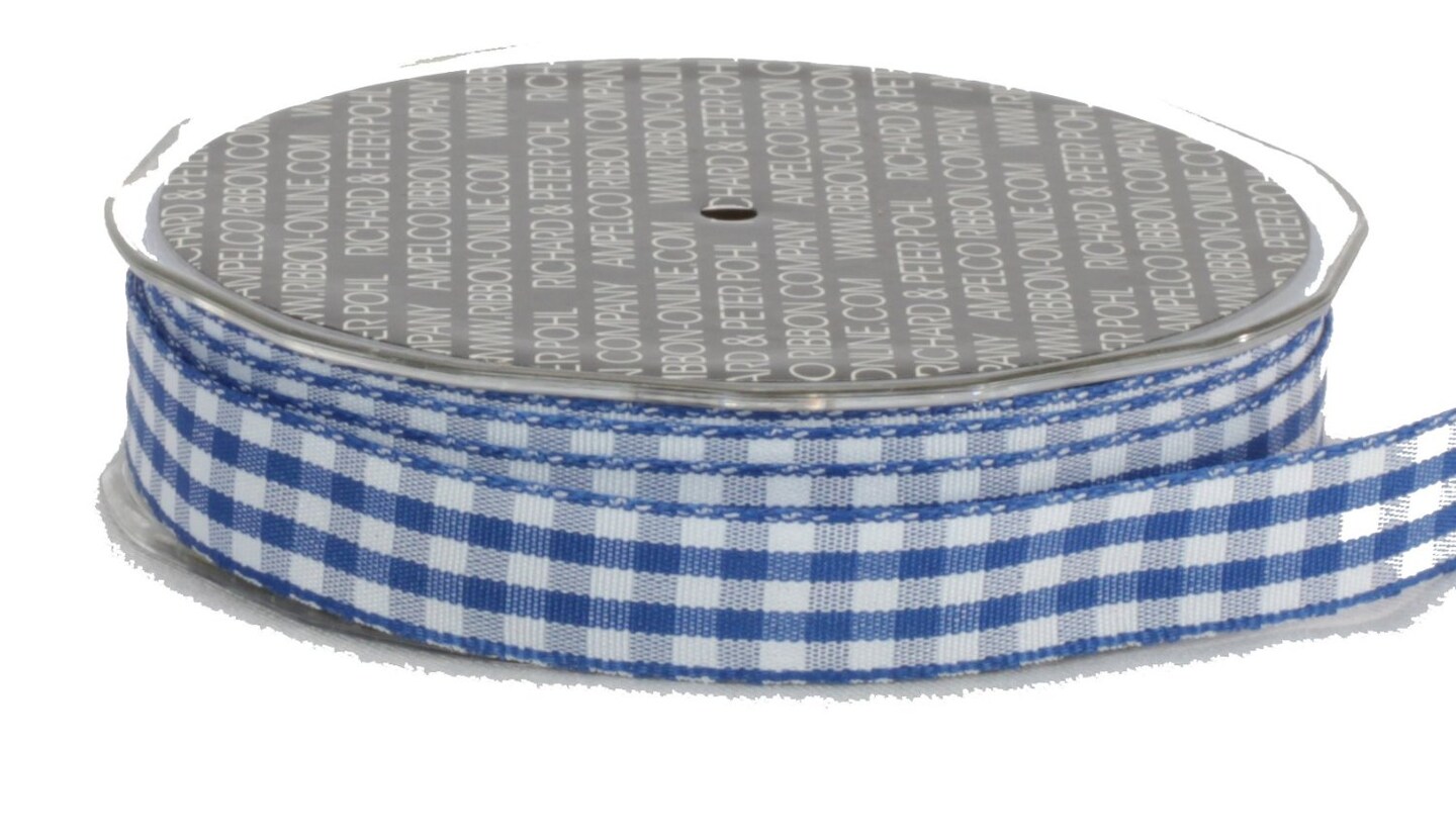 The Ribbon People Navy Blue and White Checkered Woven Edge Craft Ribbon 0.62" x 108 Yards Michaels