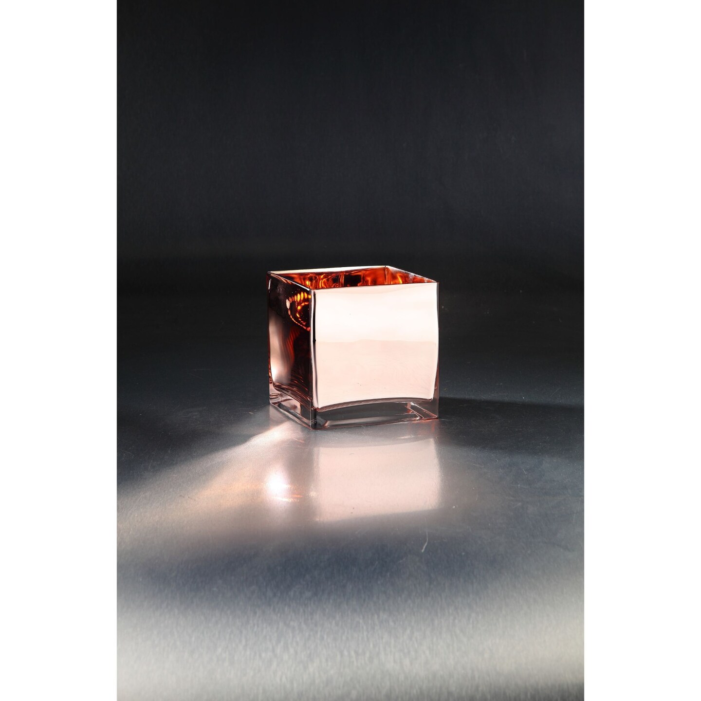 CC Home Furnishings 6&#x201D; Glossy Copper Square Tabletop Glass Vase