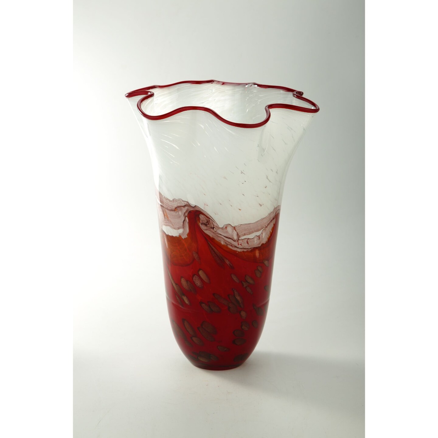 CC Home Furnishings 11&#x201D; Red Glass Flower Vase Tabletop Decoration
