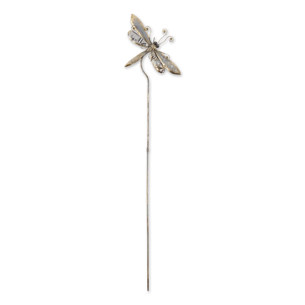 Contemporary Home Living 39.25&#x22; Silver Dragonfly Outdoor Garden Stake