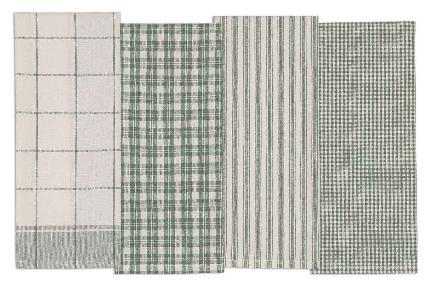 Contemporary Home Living Set of 4 Sage Green and White Checkered