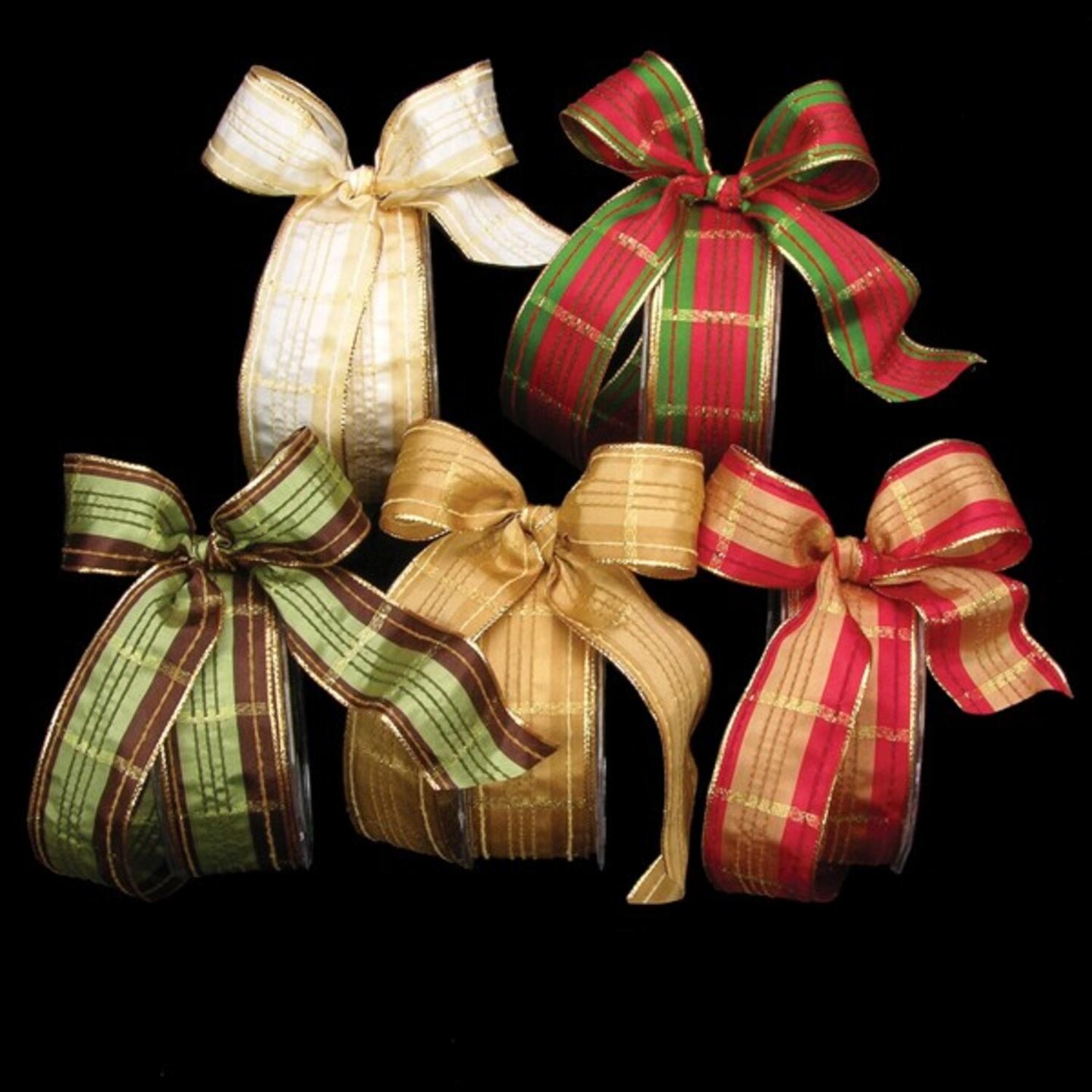 The Ribbon People Gold Festive Plaid French Wired Craft Ribbon 1.5&#x22; x 27 Yards
