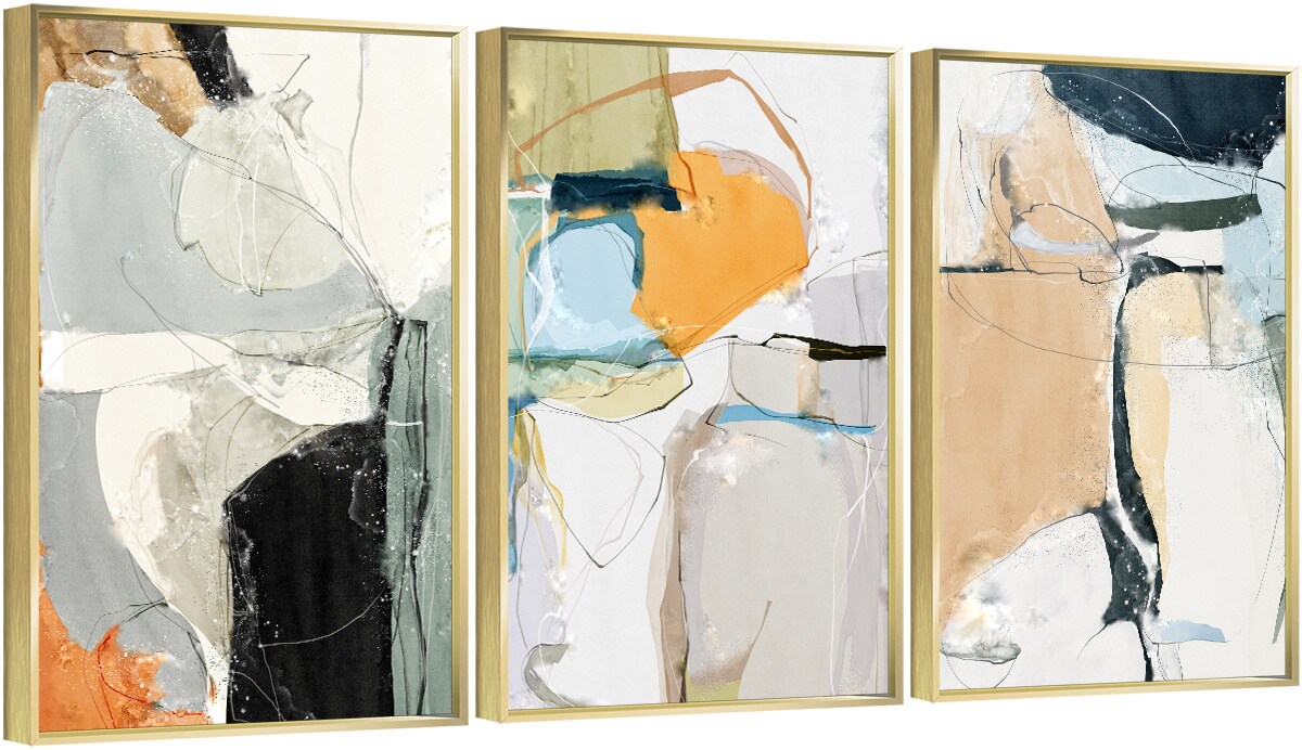 3 Set Framed Canvas Wall Art Oil Paintings - Abstract Wall Art