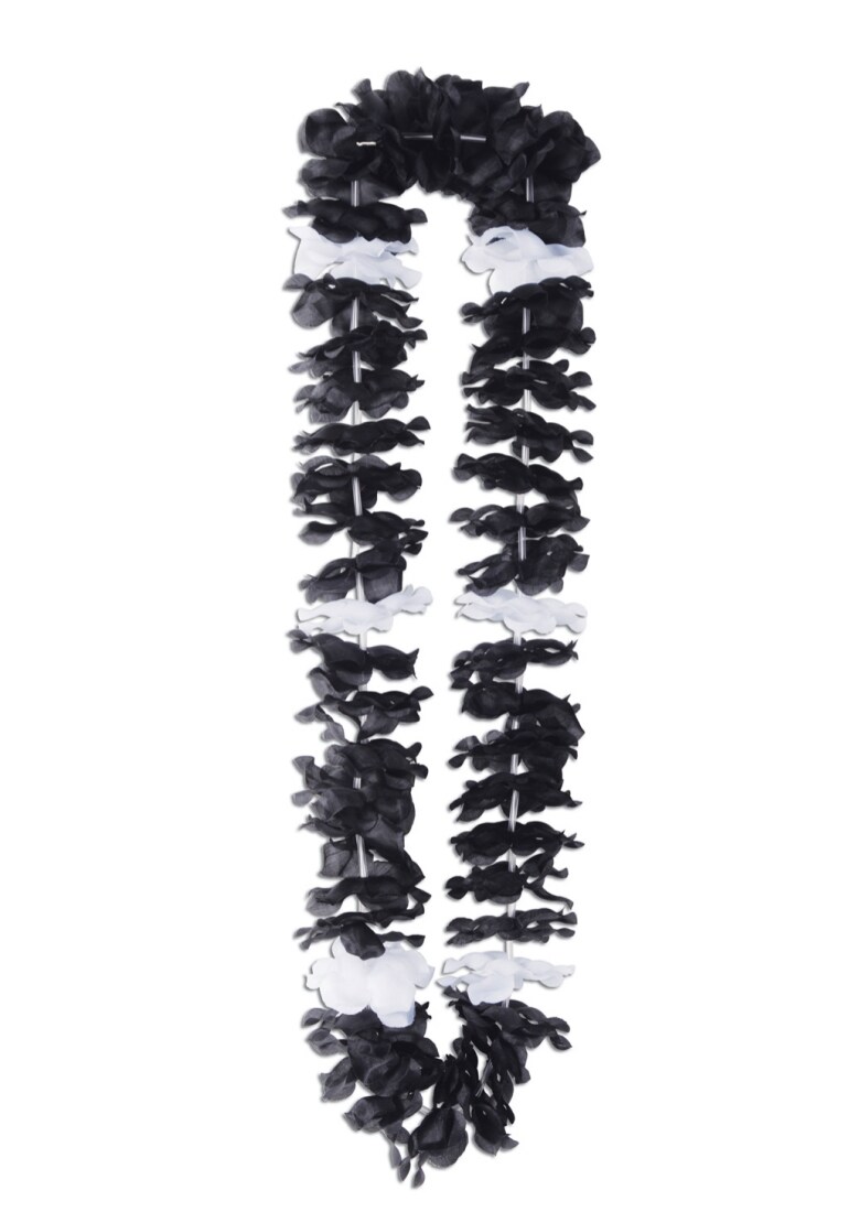 Beistle Pack of 12 Black and White Tropical Luau Flower Birthday Party Lei Necklaces 44"