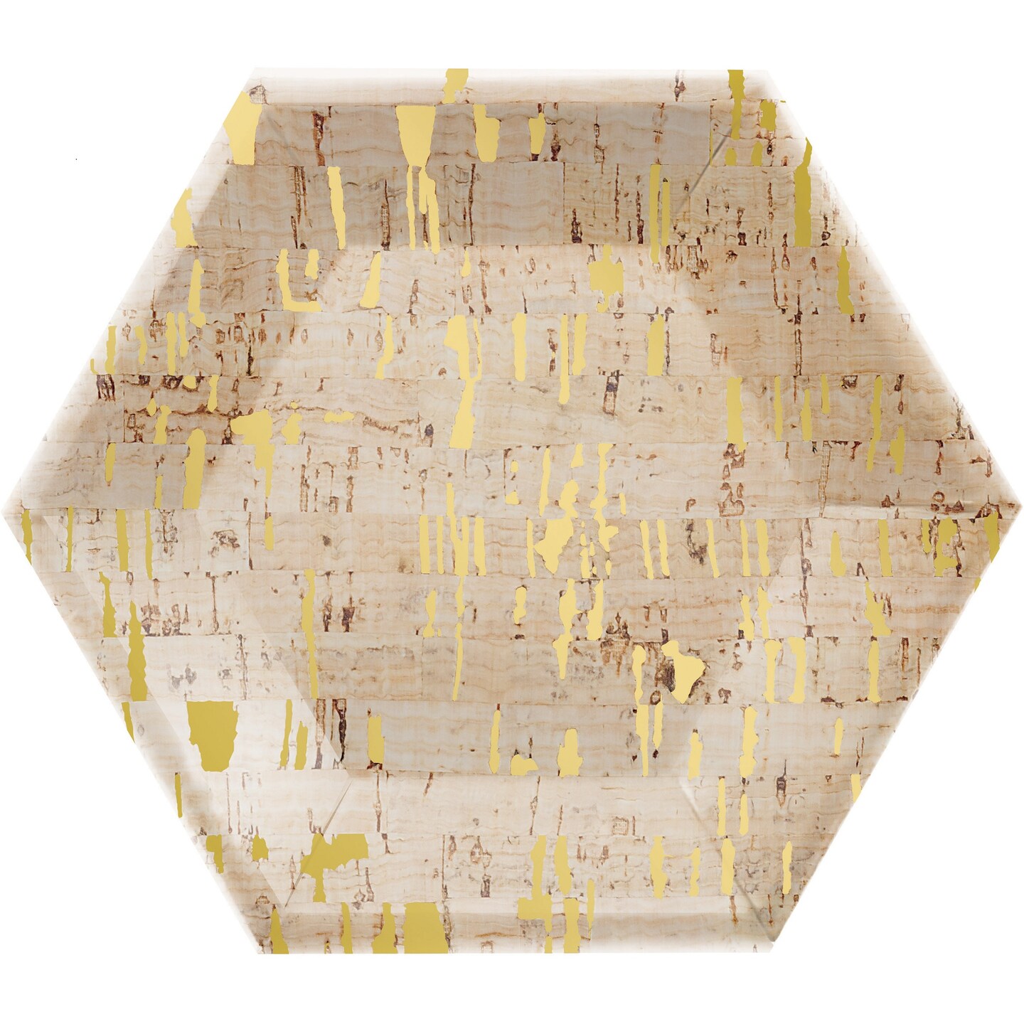 Party Central Club Pack of 48 Gold and Yellow Cork Dessert Hexagon Plates 9"
