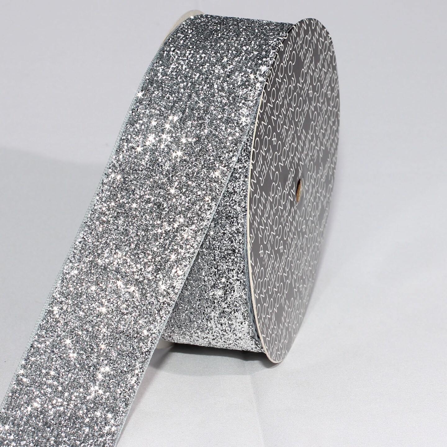 The Ribbon People Silver Glitter Woven Edge Velvet Craft Ribbon 1.5" x 11 Yards