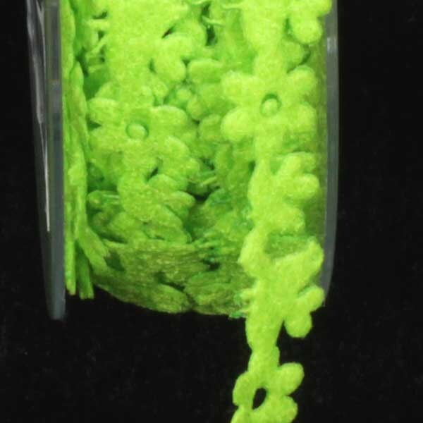 The Ribbon People Lime Green Felt Birds and Flowers Woven Craft Ribbon 0.5&#x22; x 22 Yards