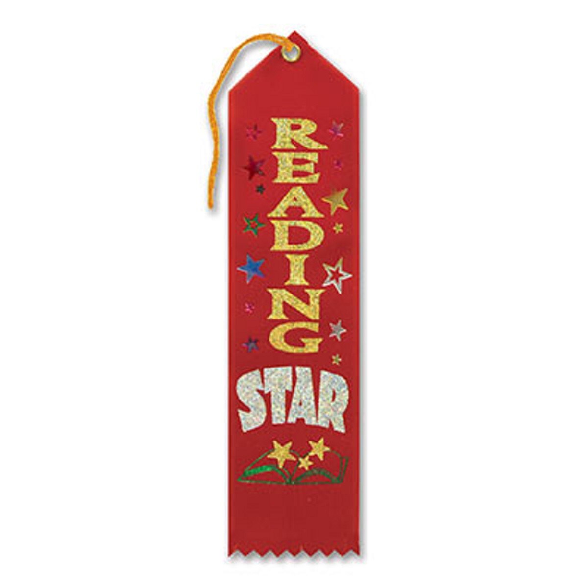 Beistle Pack of 6 Red &#x22;Reading Star Award&#x22; School Award Ribbon Bookmarks 8&#x22;