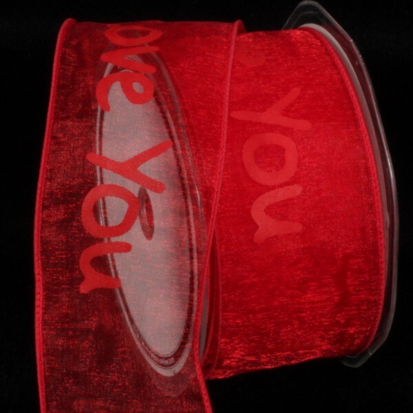 The Ribbon People Plum Red &#x22;I Love You&#x22; Craft Ribbon 2&#x22; x 27 Yards