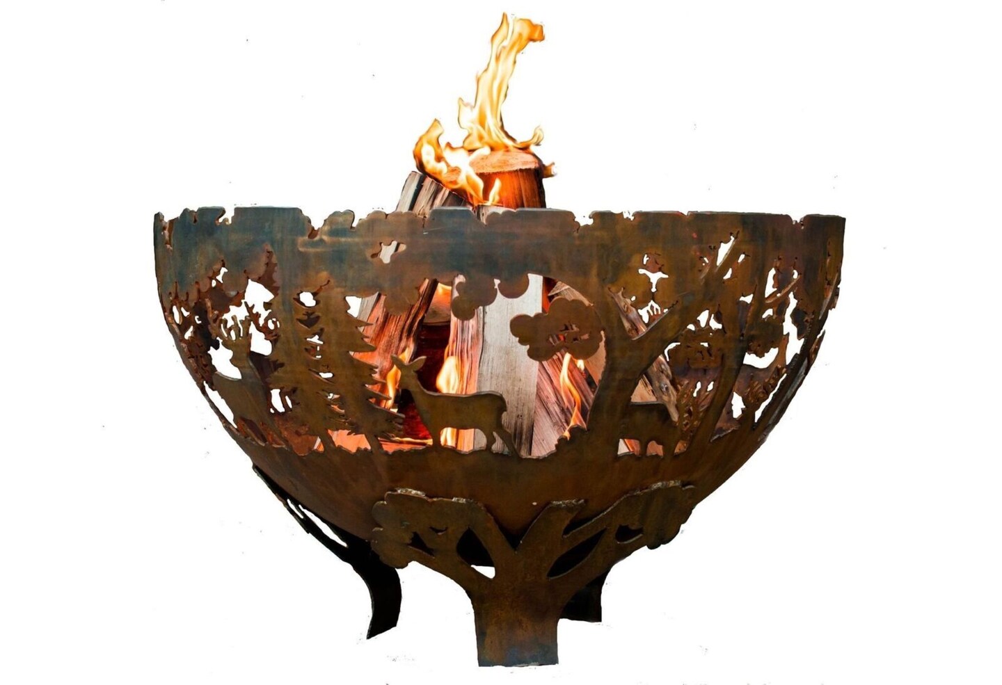 Esschert Design 24&#x22; Bronze and Black Wildlife Themed Outdoor Fire Bowl - Large