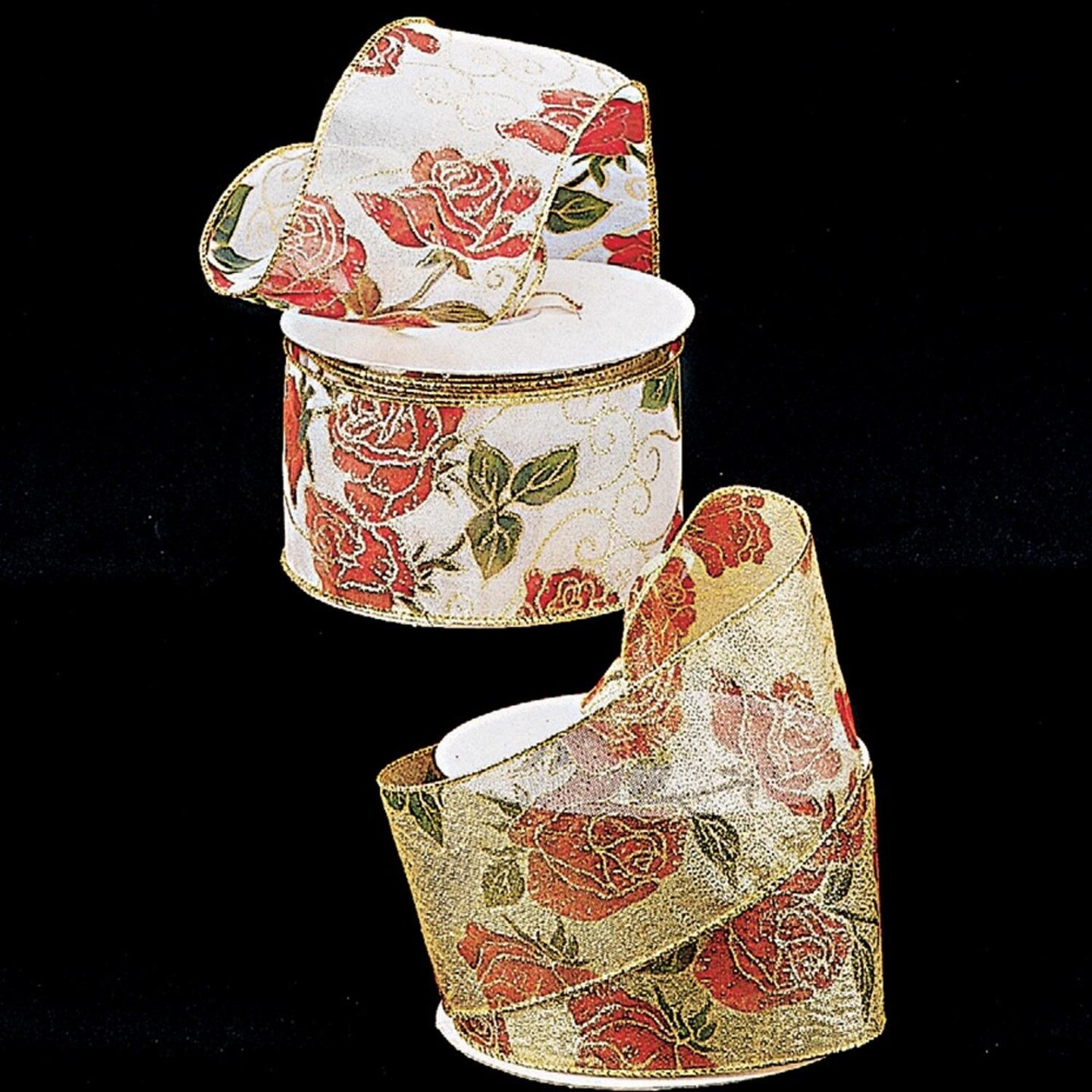 The Ribbon People Sheer White Rose Print Wired Craft Ribbon 3&#x22; x 20 Yards