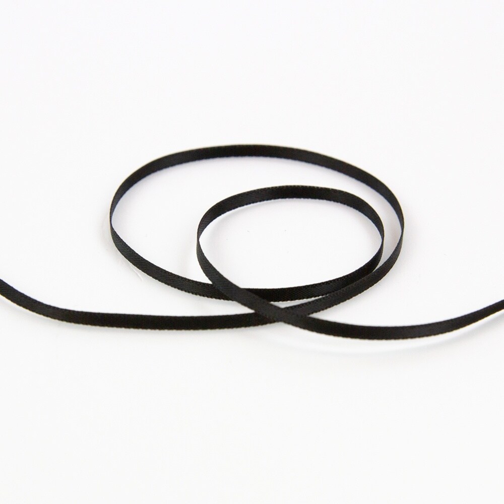 Craft Perfect Double Face Satin Ribbon 3mmX5m-Jet Black