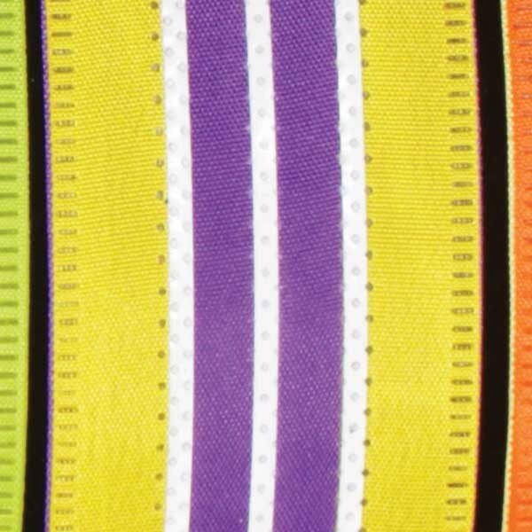 The Ribbon People Yellow and Purple Wired Craft Ribbon with Stripes 1.5&#x22; x 40 Yards