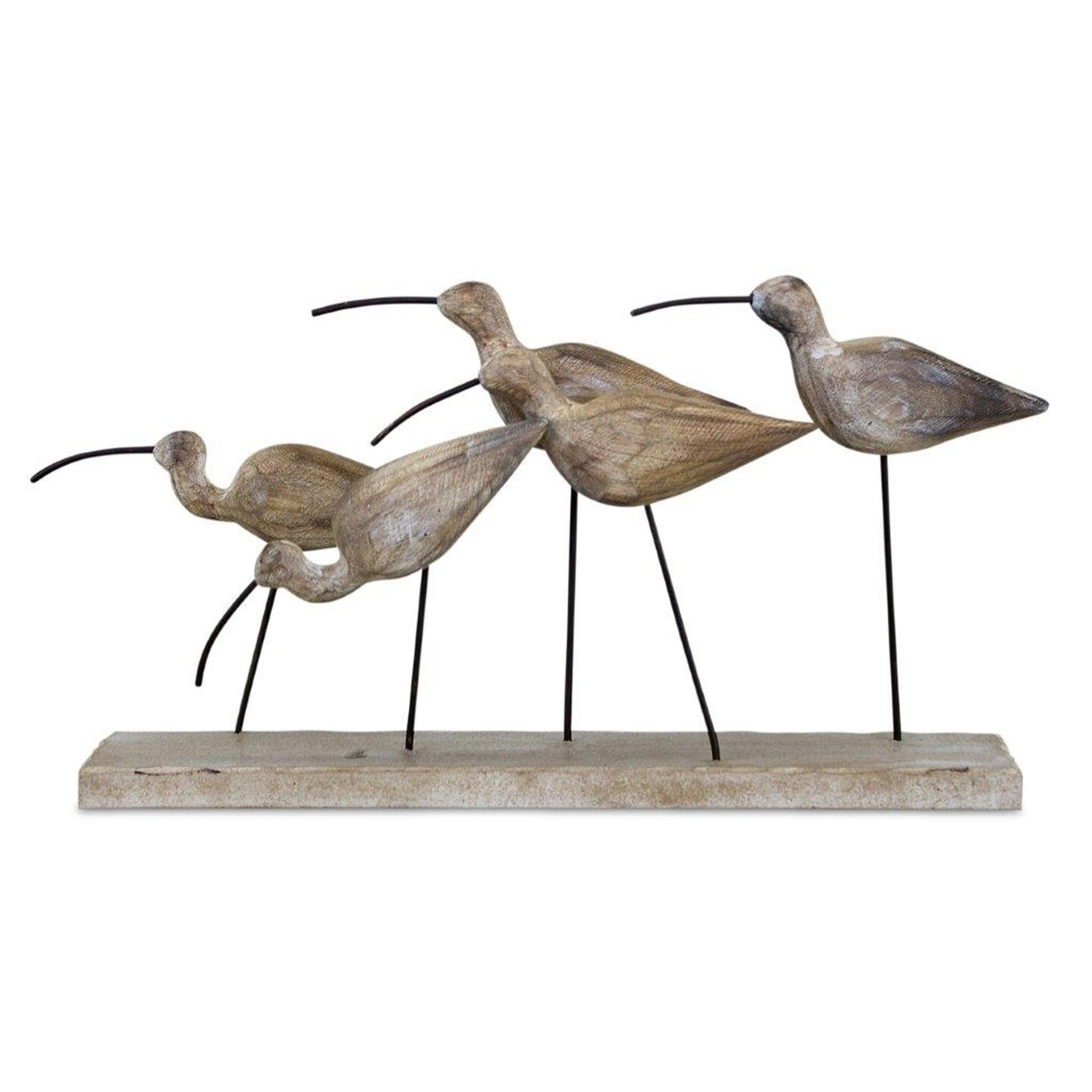 Melrose Coastal Style Seagulls Wooden Tabletop Sculpture - 13&#x22;