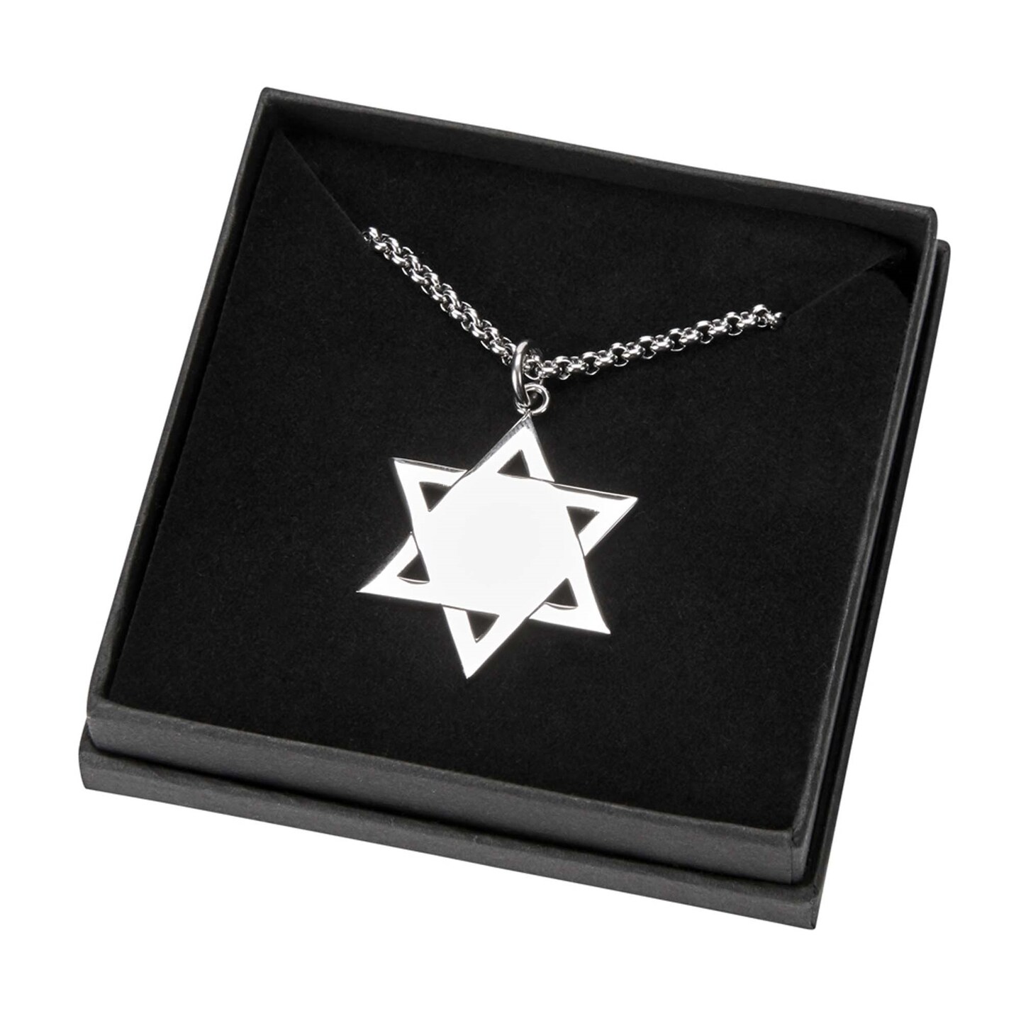 Contemporary Home Living 1.375&#x22; Stainless Steel Star Of David With 18&#x22; Stainless Steel Necklace Chain