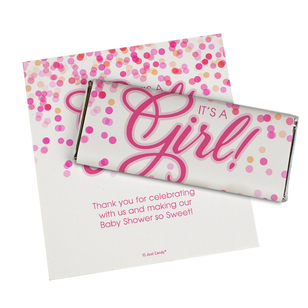 24ct It&#x27;s a Girl Baby Shower Candy Party Favors Wrappers Only for Chocolate Bars by Just Candy