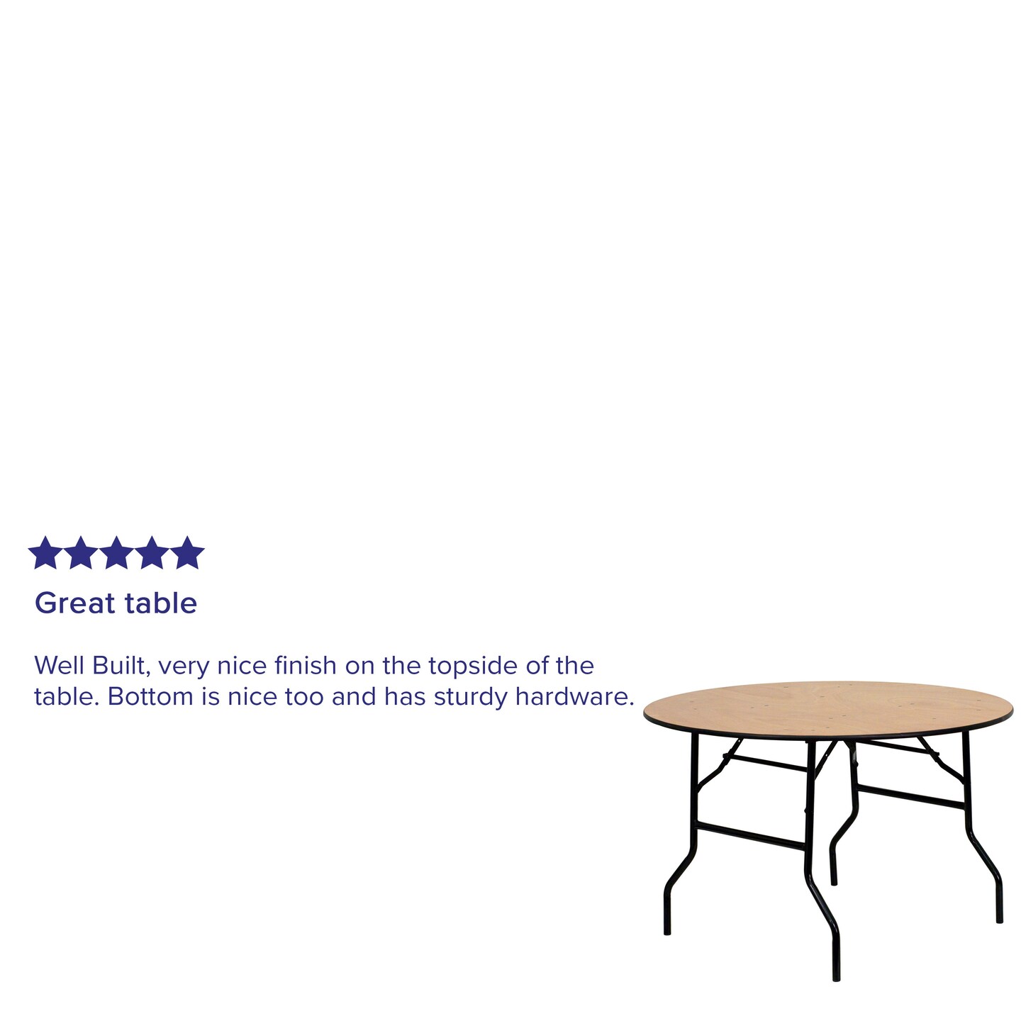 Emma and Oliver 4-Foot Round Wood Folding Banquet Table with Clear Coated Finished Top