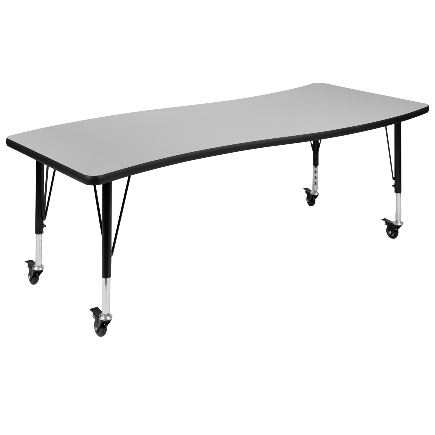 Emma and Oliver Mobile 26"W x 60"L Wave Flexible Collaborative Kids Adjustable Activity Table