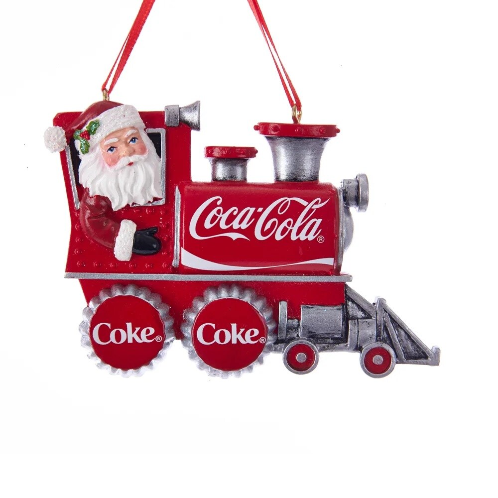 KSA Pack of 12 White and Red Santa Coke Train Christmas Ornaments 3.75&#x22;