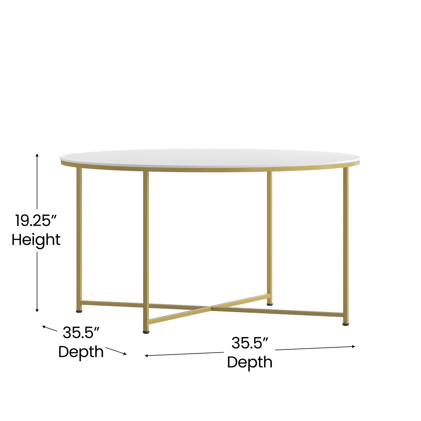 Merrick Lane Fairdale Coffee Table with Round Cross Brace Frame