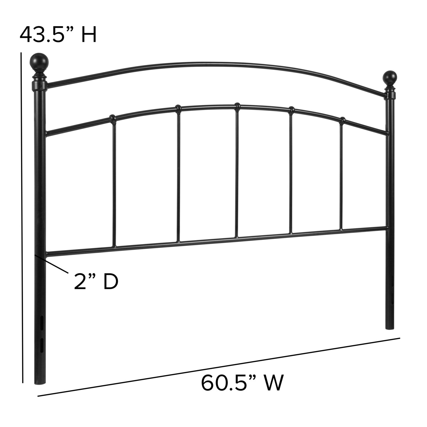 Merrick Lane Kildare Metal Headboard Contemporary Arched Headboard With Adjustable Rail Slots