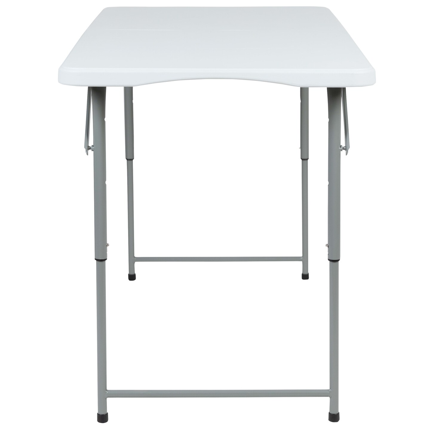 Emma and Oliver Height Adjustable Bi-Fold Plastic Folding Table with Carrying Handle