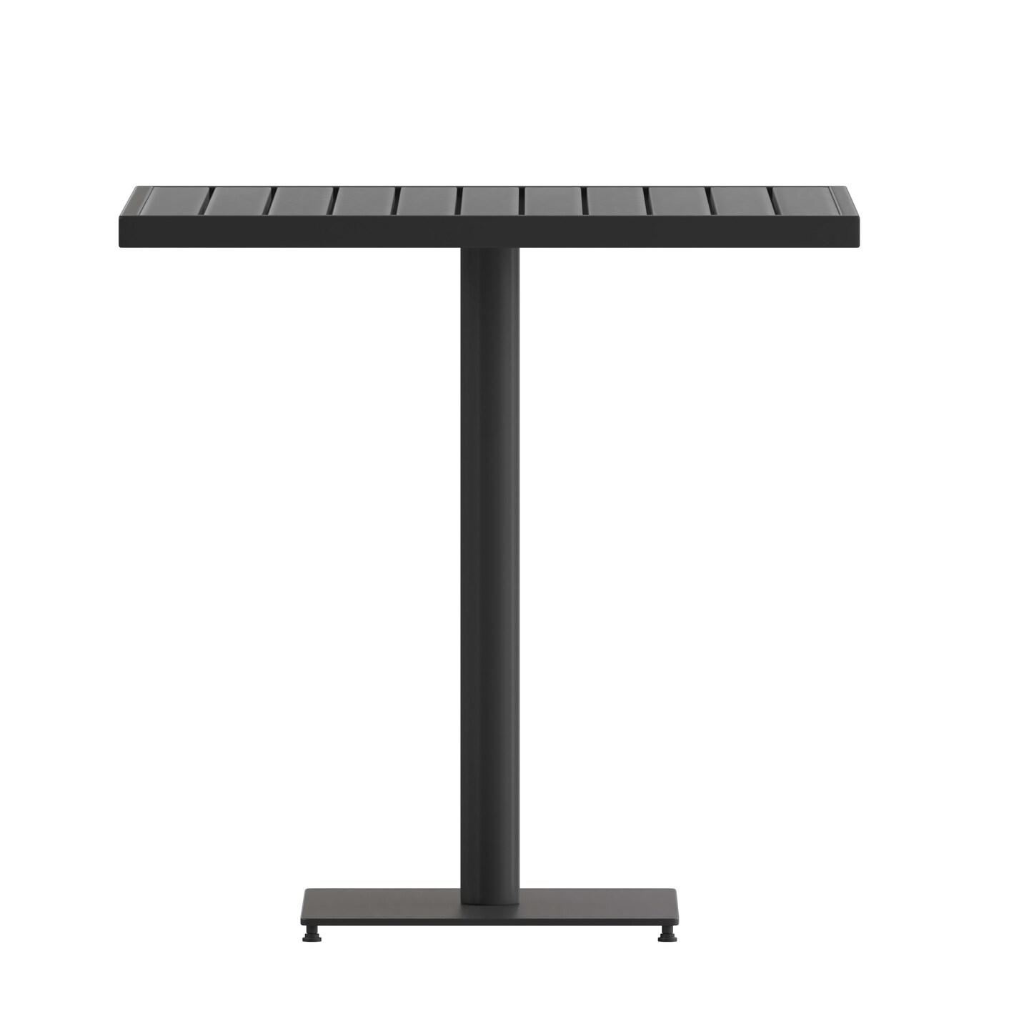 Merrick Lane Kersey Outdoor Patio Table All-Weather 30" Square Dining Table with Faux Teak Poly Slats - Steel Frame