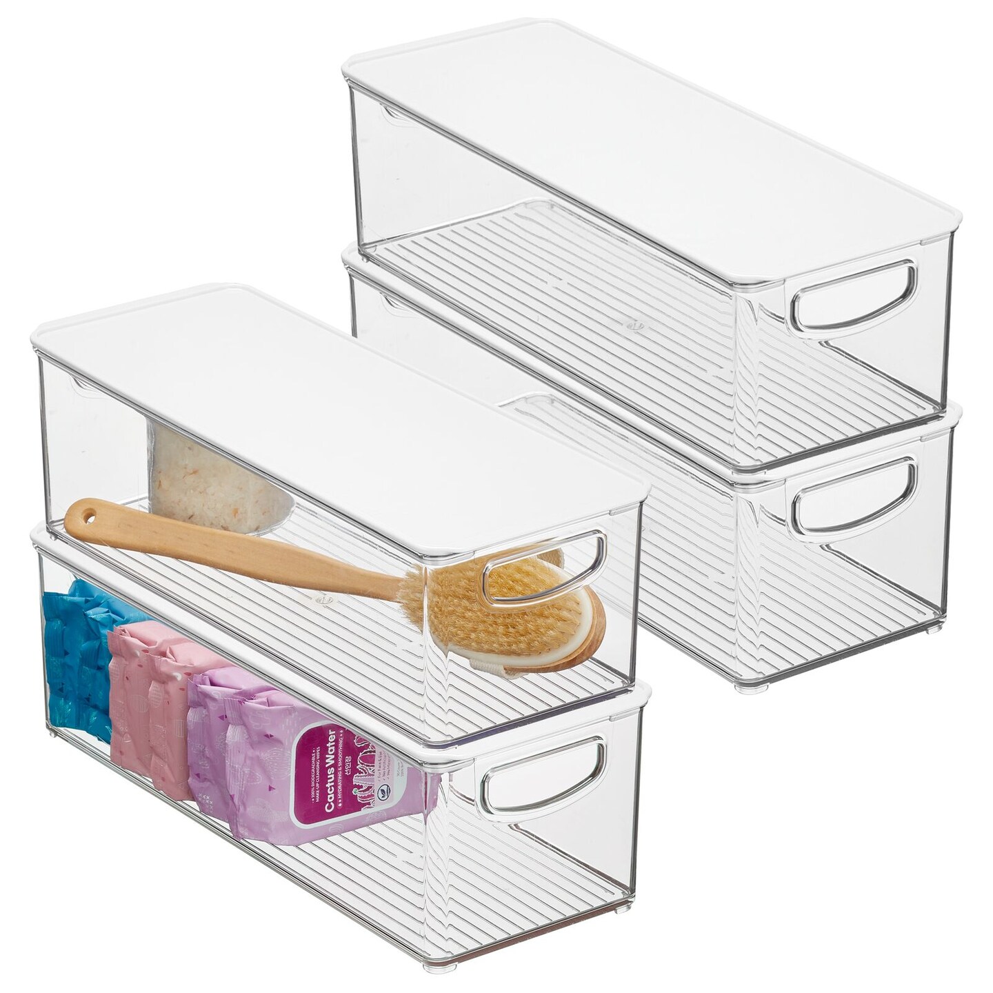 mDesign Plastic Storage Organizer Bin with Handles for Closets