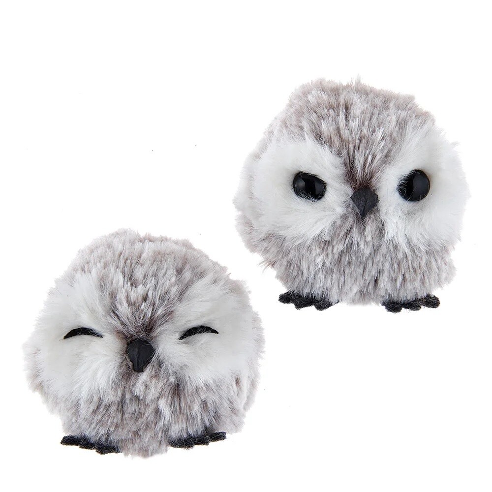 KSA Pack of 24 Gray and White Owl Christmas Ornaments 18.75&#x22;