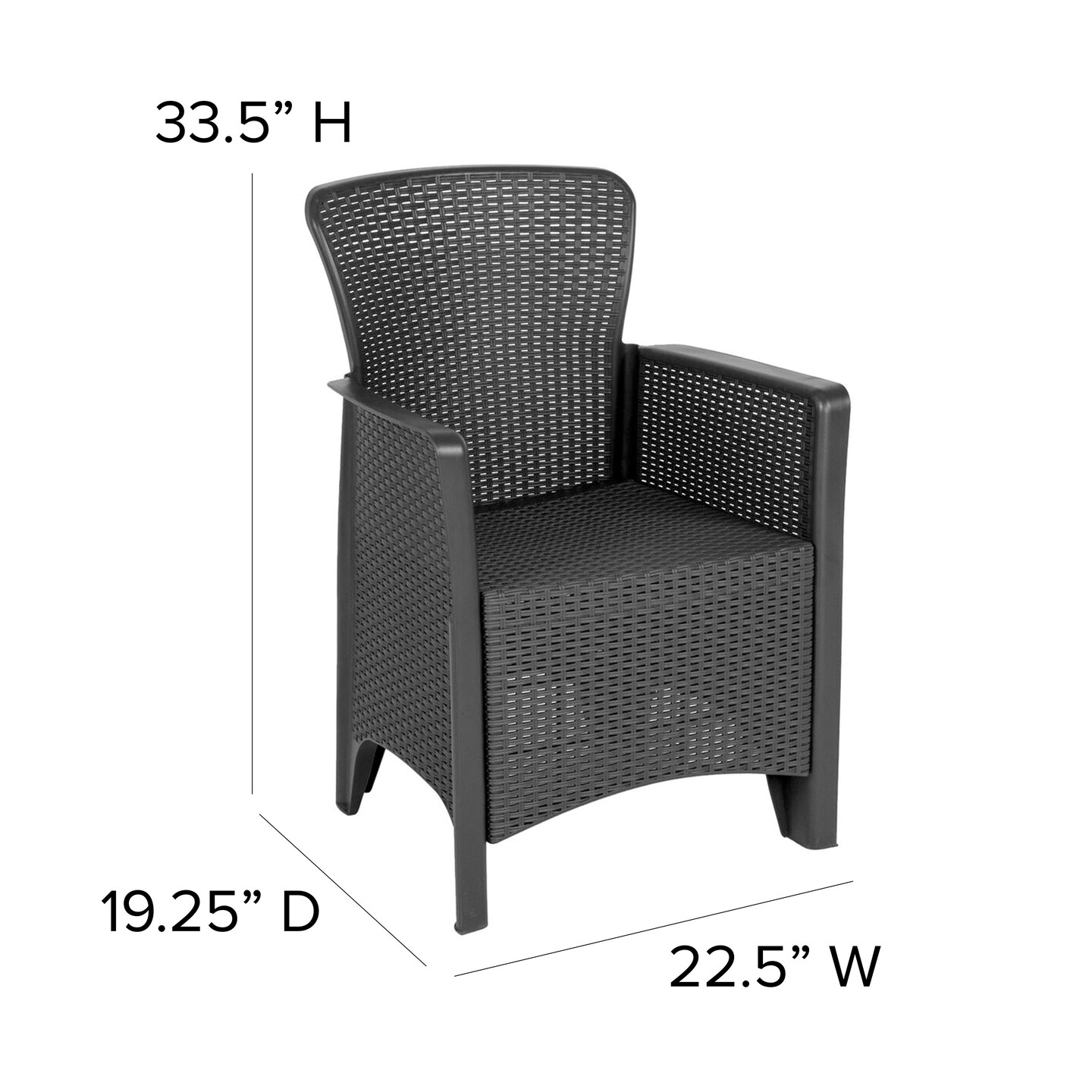 Merrick Lane Lanai Outdoor Furniture 3 Item Set Faux Rattan Resin Wicker Lounge Chairs And Side Table - Patio Furniture