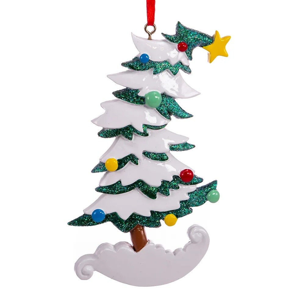 KSA Pack of 12 White and Green Tree Christmas Ornaments 4\