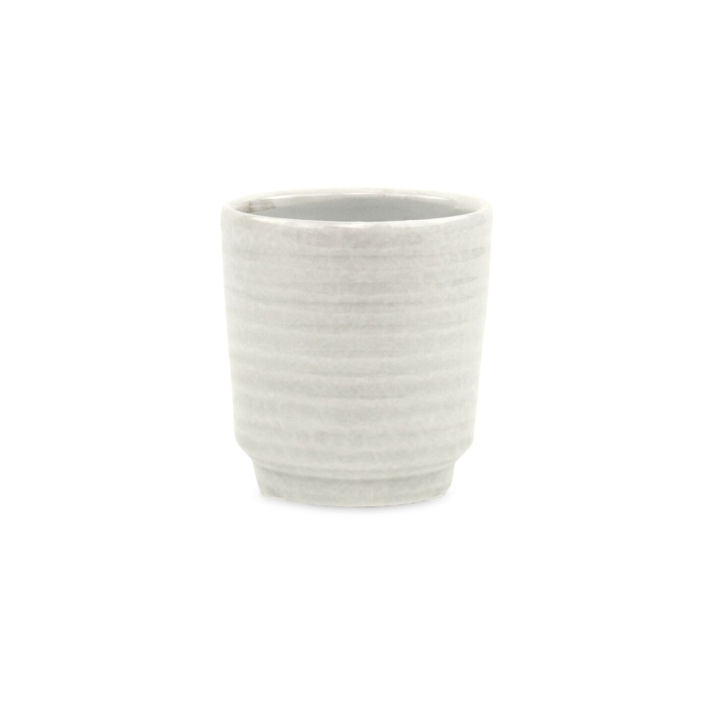 Contemporary Home Living 4&#x22; White Round Ripple Planter Pot