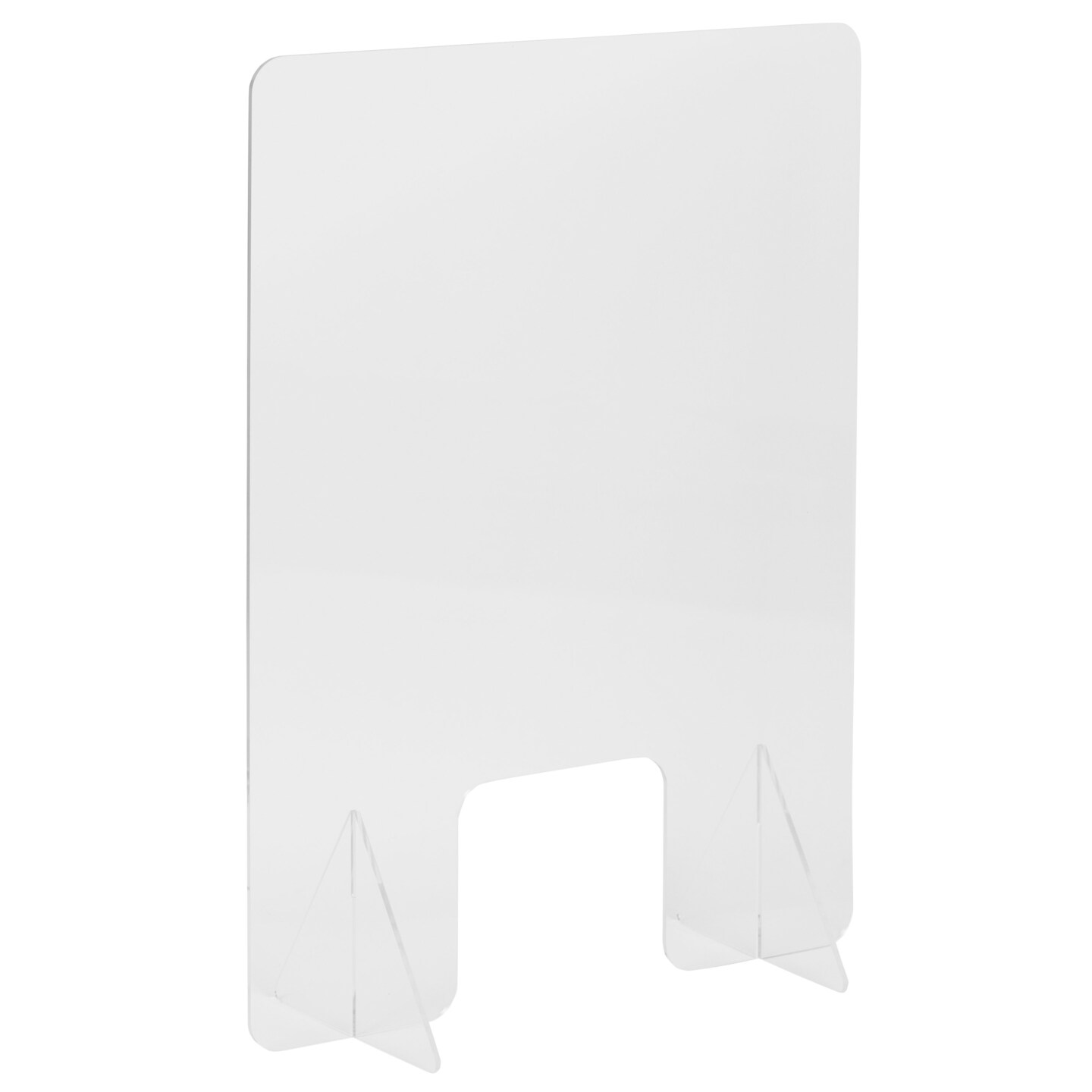Emma and Oliver Acrylic Free-Standing Register Shield / Sneeze Guard with Pass-Through Opening