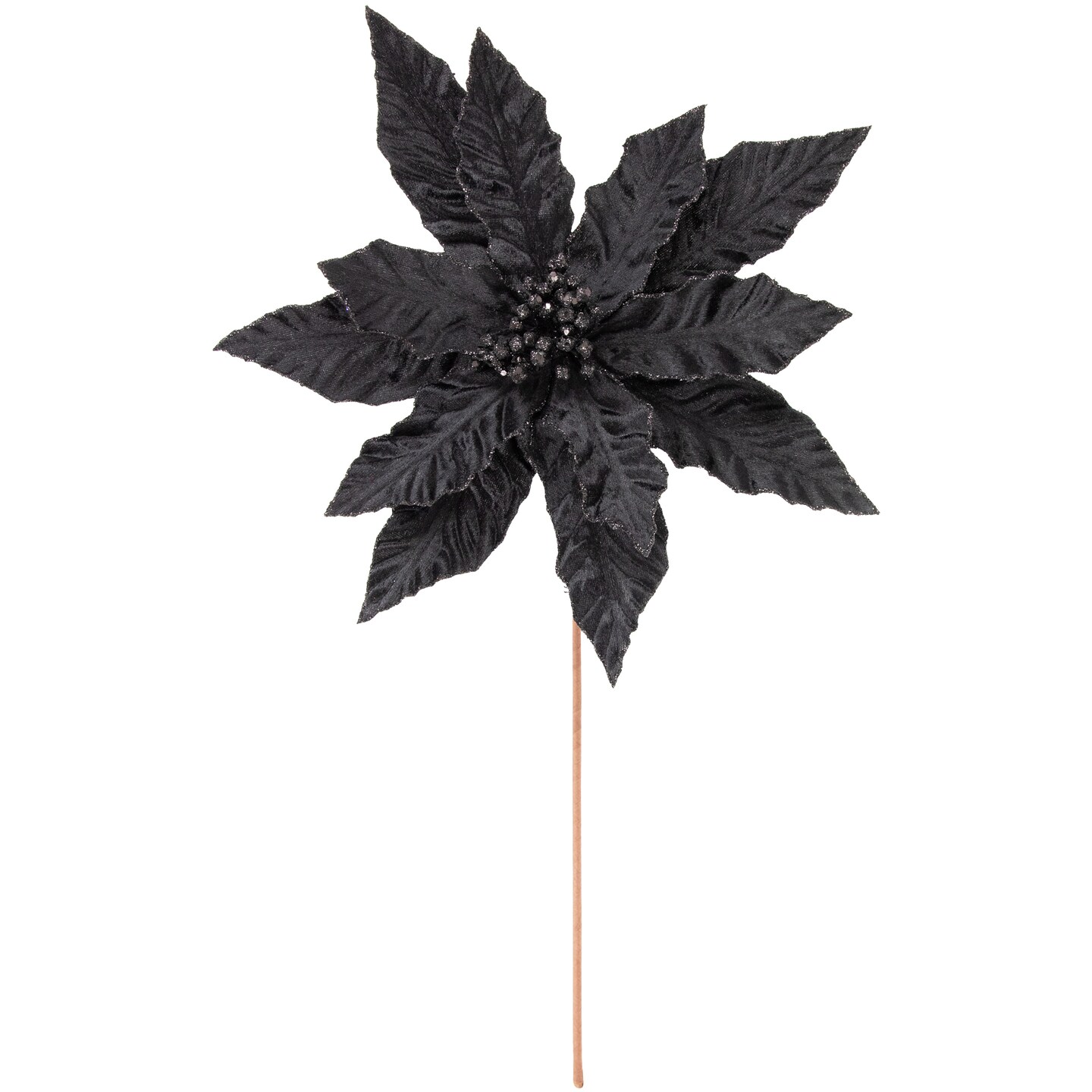 Northlight 26" Black Glittered Poinsettia Christmas Stem Spray