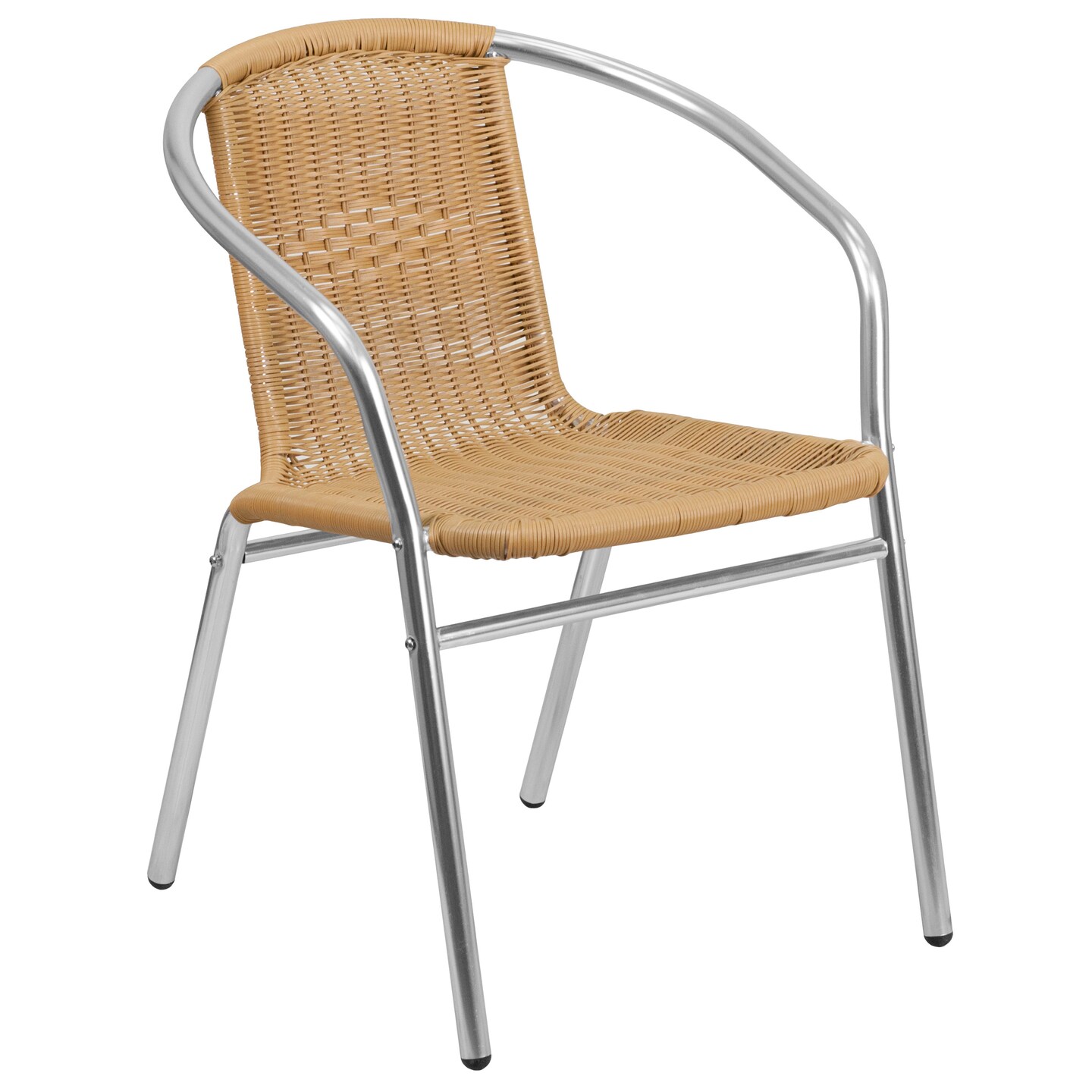 Emma and Oliver 31.5&#x22; Round Aluminum Garden Patio Table Set with 4 Rattan Chairs