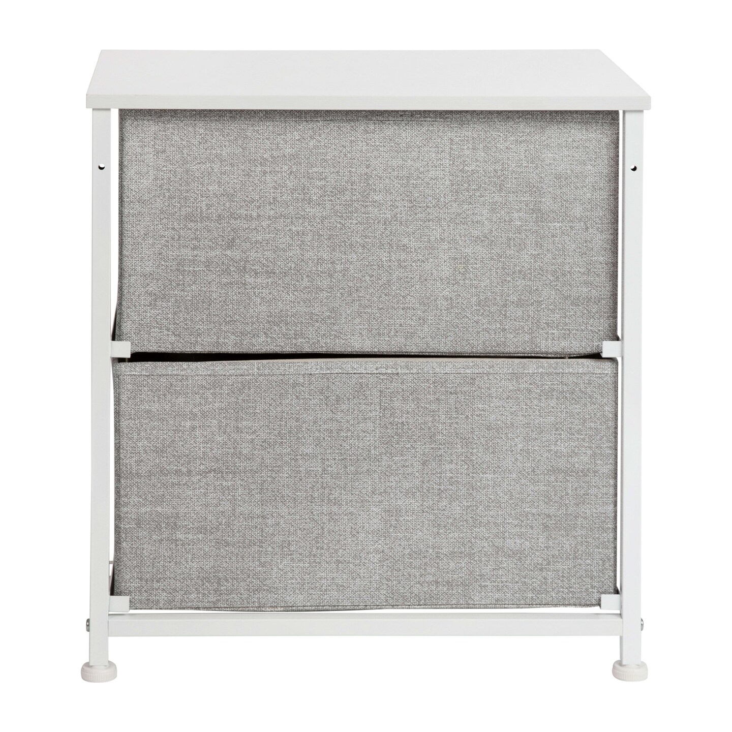 Emma and Oliver 2 Drawer Storage Stand with Wood Top & Dark Fabric Pull Drawers