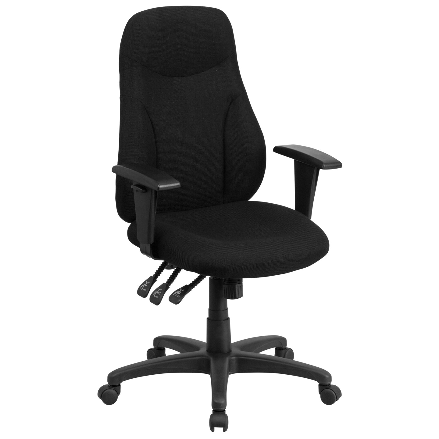 Emma and Oliver High Back Fabric Multifunction Swivel Ergonomic Task Office Chair with Adjustable Arms