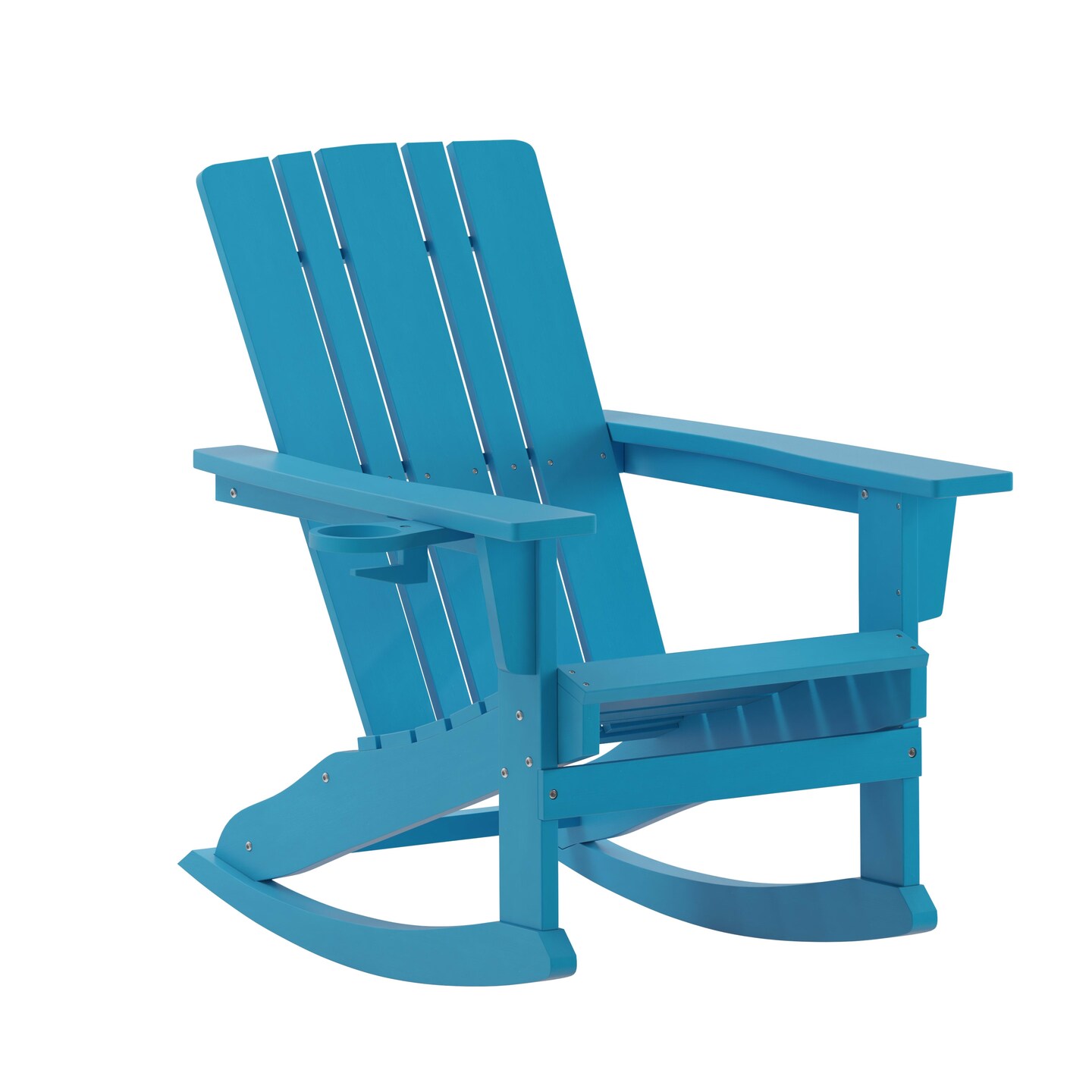 Merrick Lane Ridley HDPE Adirondack Chair with Cup Holder and Pull Out Ottoman, All-Weather HDPE Indoor/Outdoor Chair