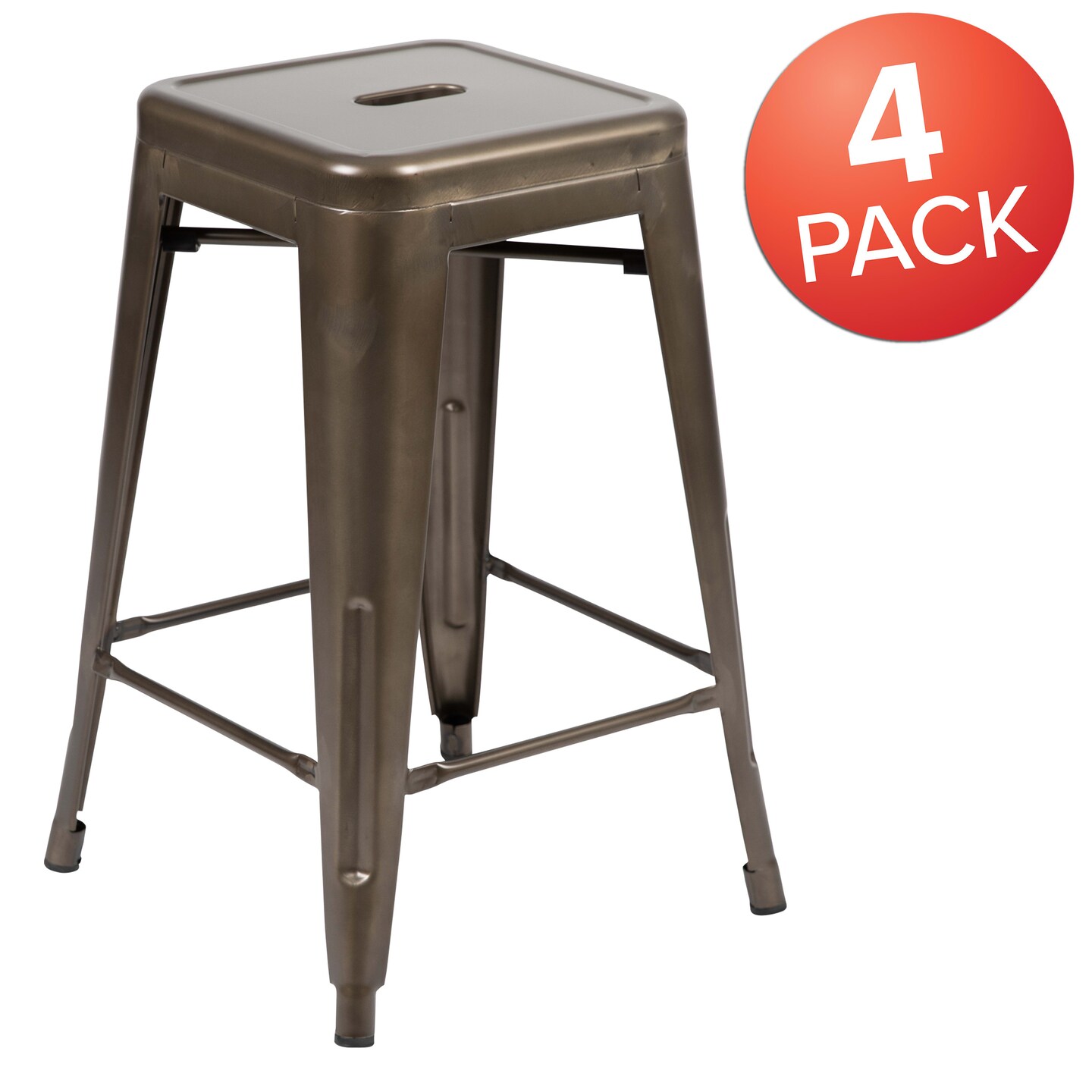 Emma and Oliver 4 Pack 24&#x22; High Metal Indoor Counter Bar Stool - Stackable Stool