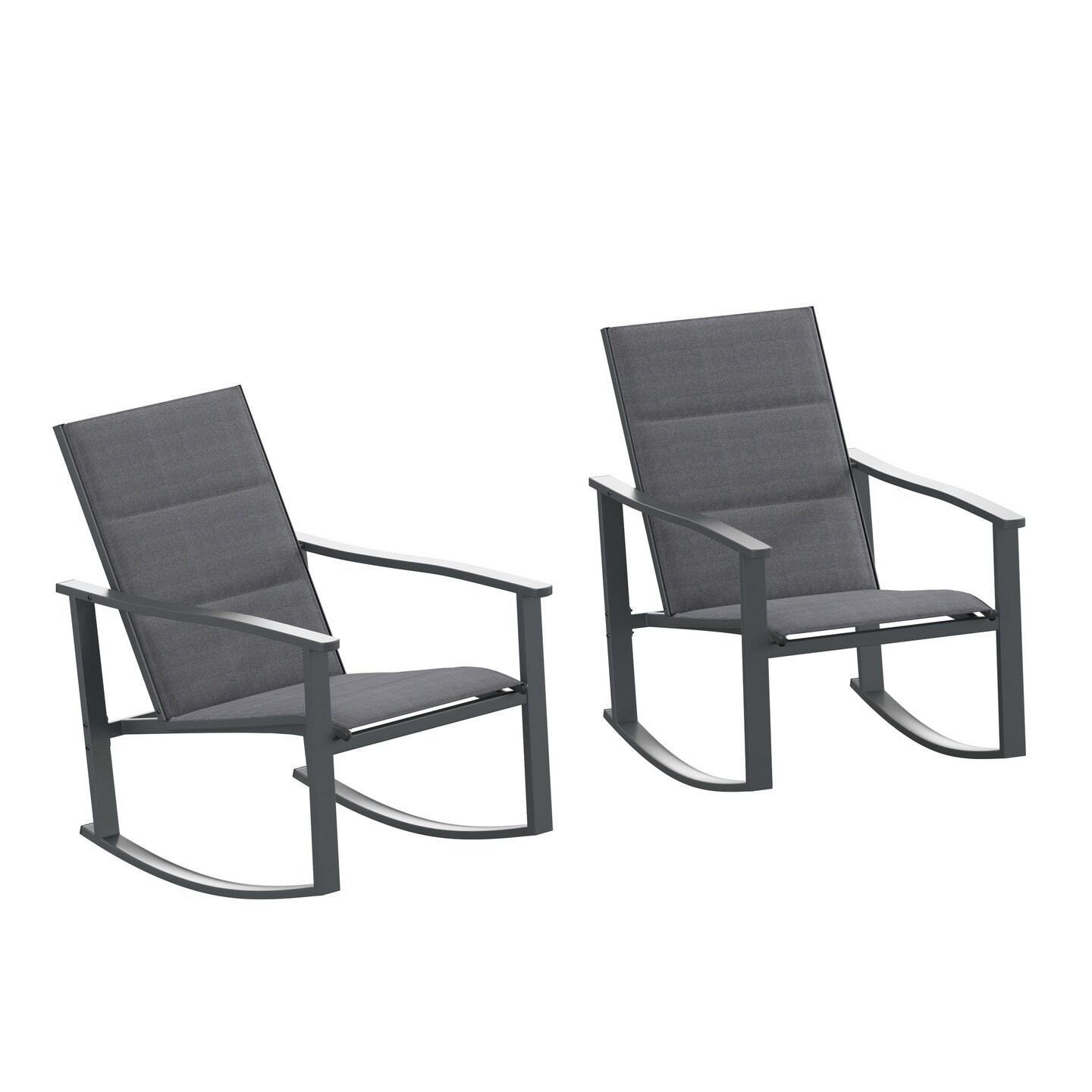 Merrick Lane Brevyn Set of 2 Flex Comfort Outdoor Rocking Chairs with Steel Frames