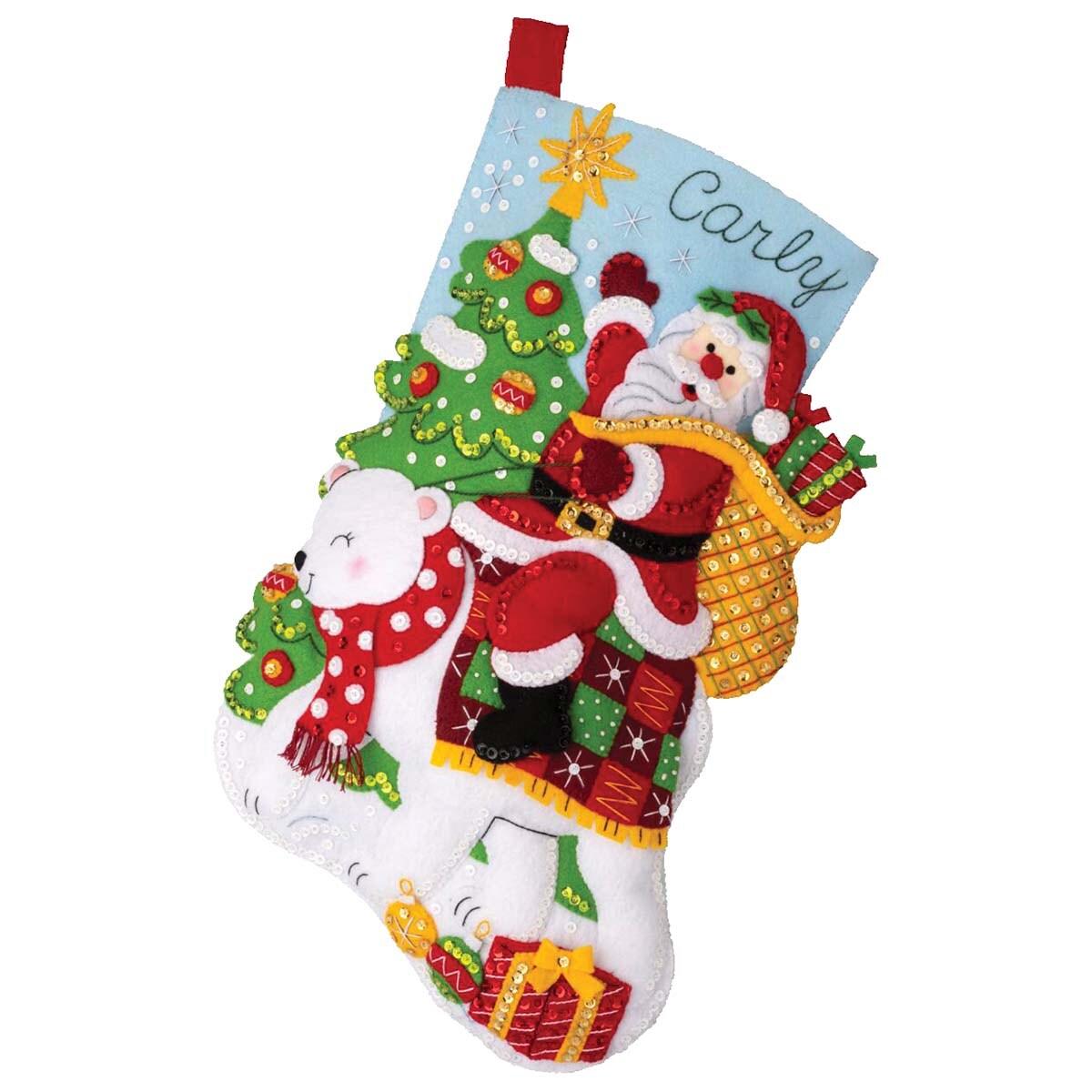 Bucilla Felt Stocking Applique Kit - Reindeer Santa