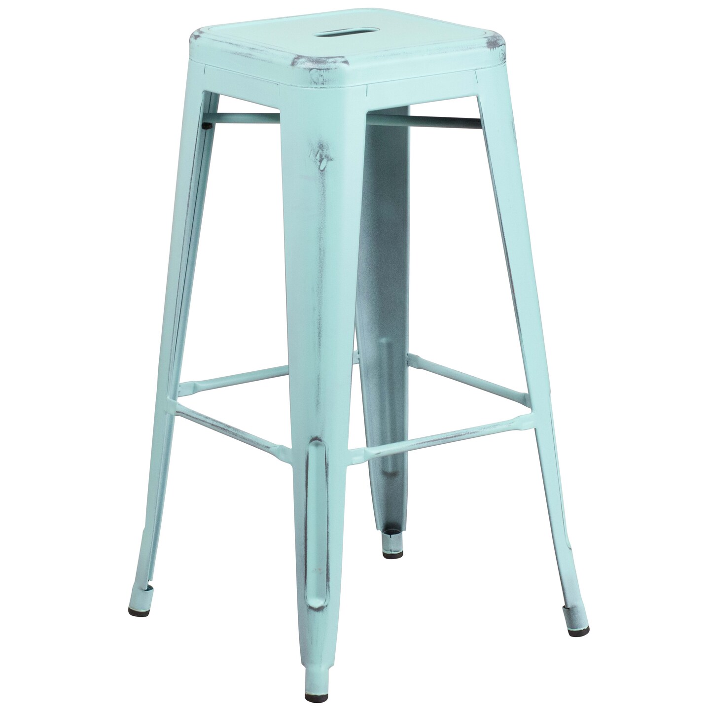 Merrick Lane Elba Series Metal Stool with Powder Coated Finish and Integrated Floor Glides