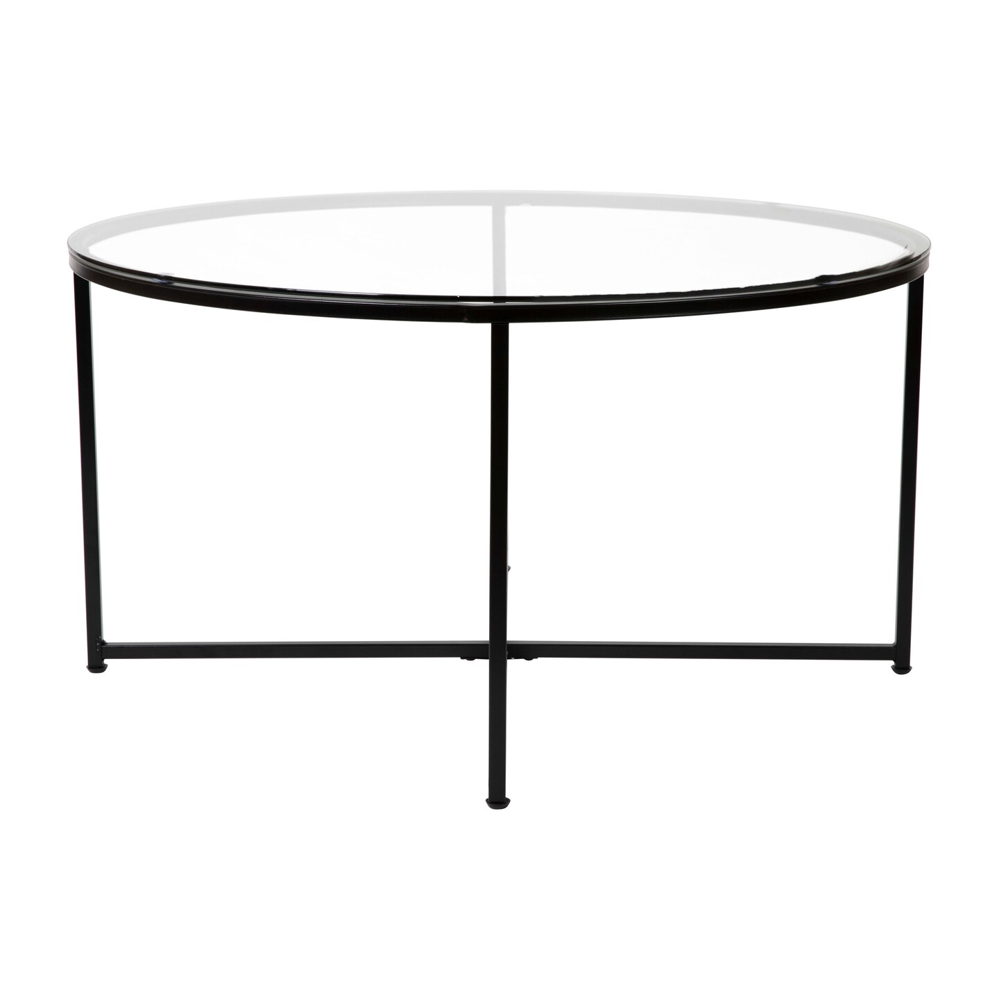 Merrick Lane Fairdale Coffee Table with Round Cross Brace Frame