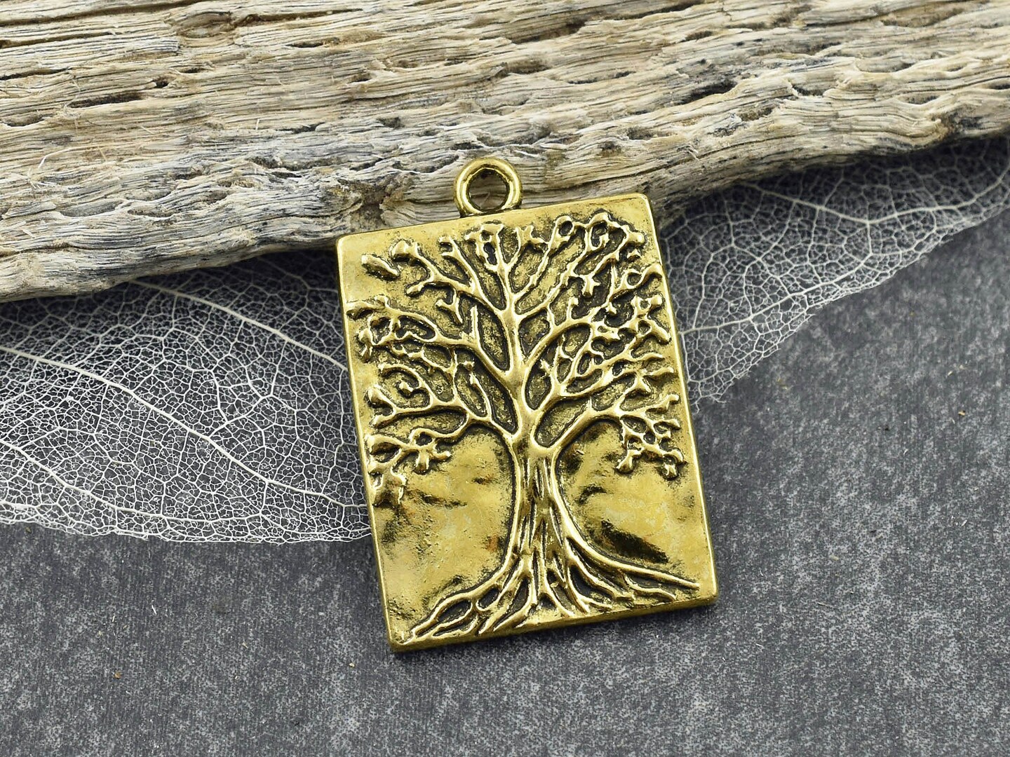 *5* 32x22mm Antique Gold Tree of Life Rectangle Pendants