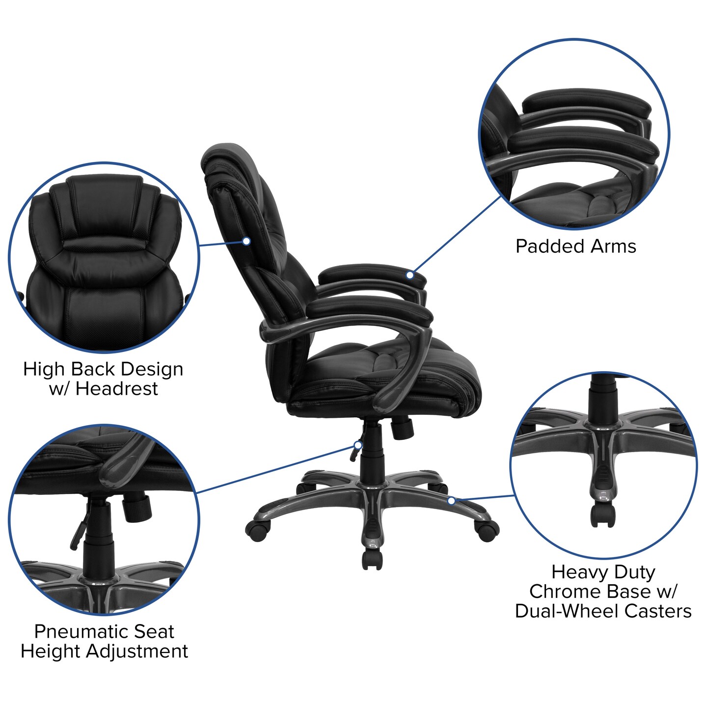 Emma and Oliver High Back Executive Swivel Ergonomic Office Chair with Accent Layered Seat/Back